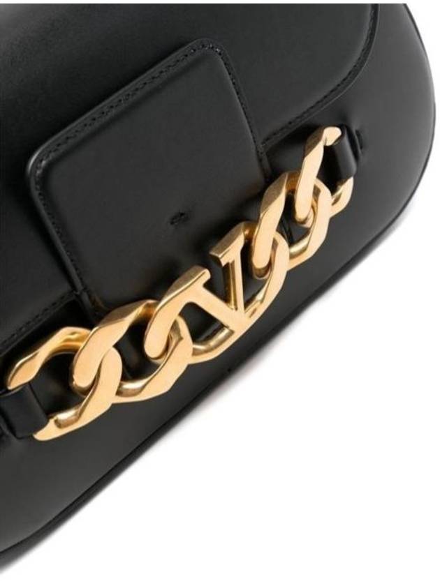 V Logo Chain Metal Cross Bag Black - VALENTINO - BALAAN 4