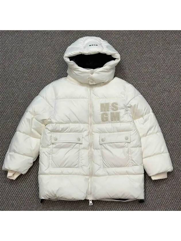 Kids Logo Hooded Padded Parka Ivory - MSGM - BALAAN 1