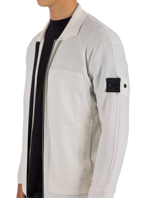 Men's Patch Pocket Zip-Up Cardigan Off White - STONE ISLAND - BALAAN 3