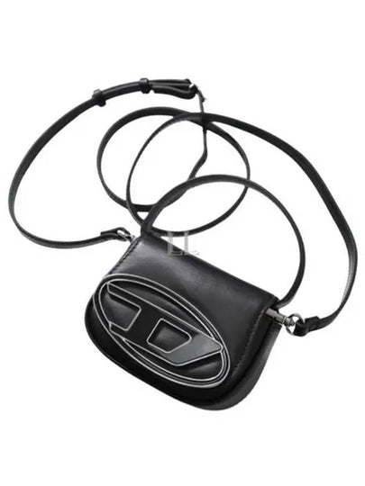 1DR Round Logo Leather Mini Shoulder Bag Black - DIESEL - BALAAN 2