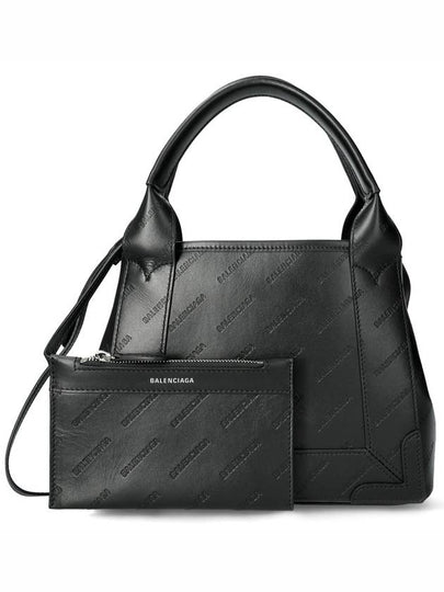 Navy XS Embossed Logo Tote Bag Black - BALENCIAGA - BALAAN 2