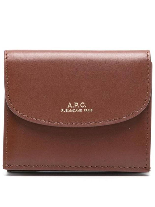 Logo Coin Leather Folder Half Wallet Brown - A.P.C. - BALAAN 1