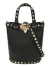 Rockstud Grainy Leather Tote Bag Black - VALENTINO - BALAAN 2