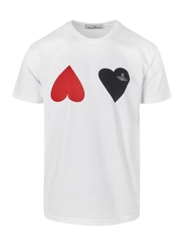 Logo Double Heart Print Short Sleeve T-Shirt White - VIVIENNE WESTWOOD - BALAAN 2