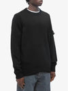 Logo Patch Crew Neck Wool Knit Top Black - STONE ISLAND - BALAAN 3