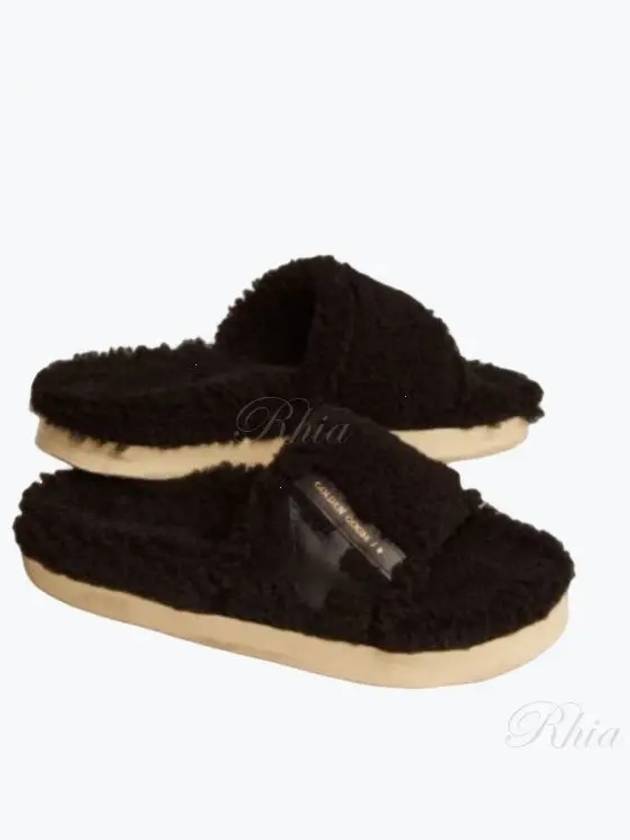 Leather Star Shearling Full Star Slippers Black - GOLDEN GOOSE - BALAAN 2