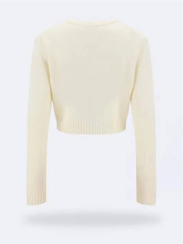 Embroidered Logo Ribbed Knit Top White - CASABLANCA - BALAAN 3