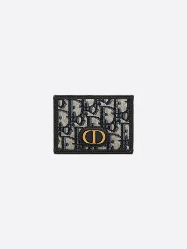 30 Montaigne Oblique Jacquard Card Wallet Blue - DIOR - BALAAN 3