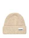 Logo Patch Knit Beanie Sand - GANNI - BALAAN 2