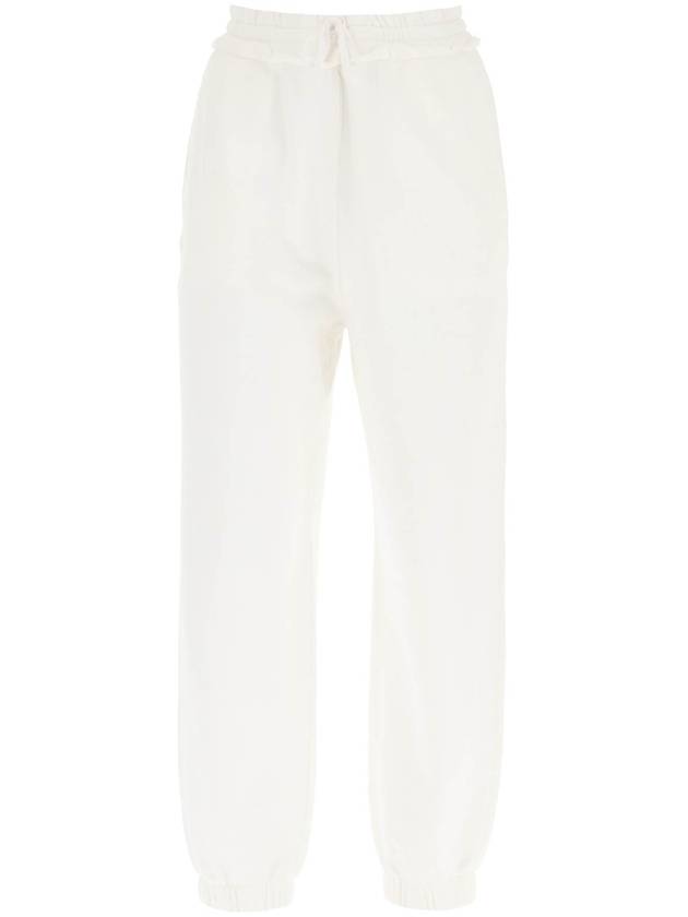 Embroidered Logo Drawstring Cotton Track Pants White - MIU MIU - BALAAN 1