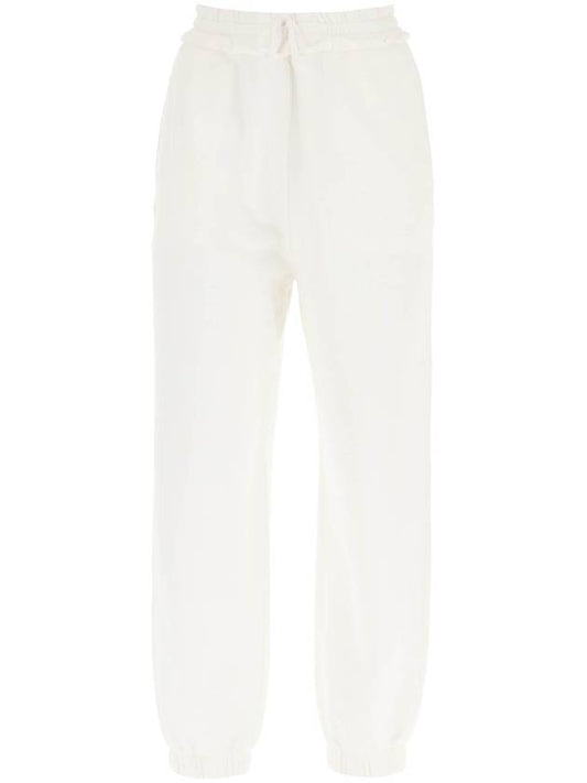 Embroidered Logo Drawstring Cotton Track Pants White - MIU MIU - BALAAN 1