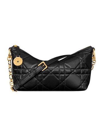 Star Macrocannage Lambskin Chain Hobo Shoulder Bag Black - DIOR - BALAAN 1