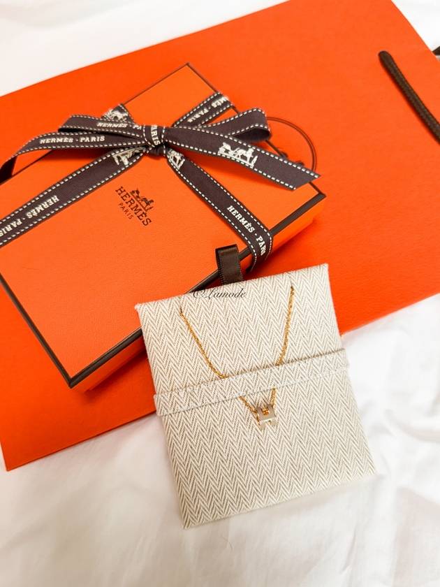 Mini Pop H Pendant Necklace Gold Marron Glace - HERMES - BALAAN 5