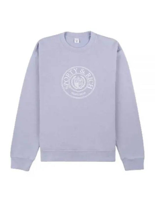 Connecticut Crest Crewneck Washed PeriwinkleWhite CRAW2341PW 308 Sweatshirt - SPORTY & RICH - BALAAN 1