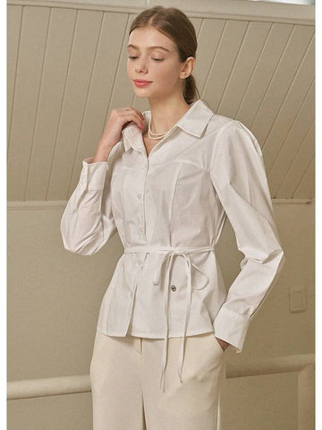 Floriography Heart Line Strap Shirt Ivory - MICANE - BALAAN 1