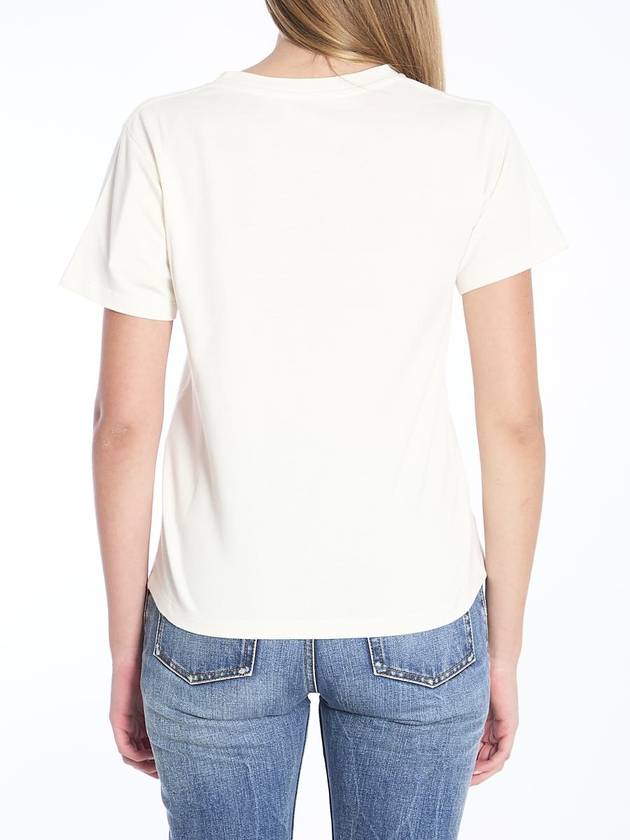 Logo Patch Crew Neck Short Sleeve T-Shirt White - SAINT LAURENT - BALAAN 5