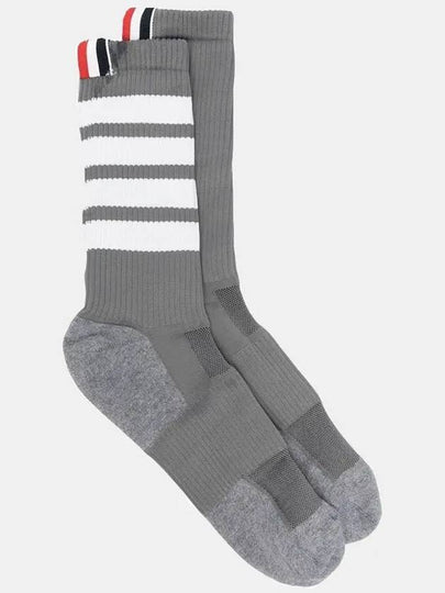 Men's 4 Bar Three Stripe Tab Mid Socks Grey - THOM BROWNE - BALAAN 2