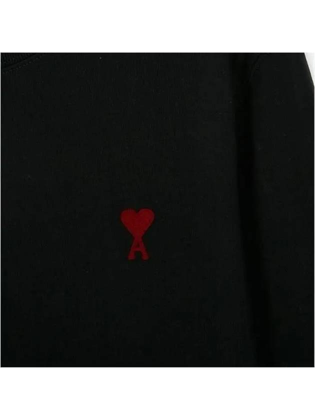 Chain Stitch Heart Logo Long Sleeve T-Shirt Black - AMI - BALAAN 5