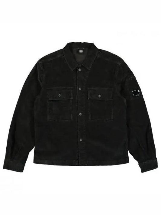 Corduroy Button Utility Shirt Jacket Black - CP COMPANY - BALAAN 2