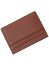 V Logo Signature Leather Card Wallet Brown - VALENTINO - BALAAN 8