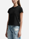 Logo Shrunken Cotton Jersey Short Sleeve T-Shirt Black - ALEXANDER WANG - BALAAN 3