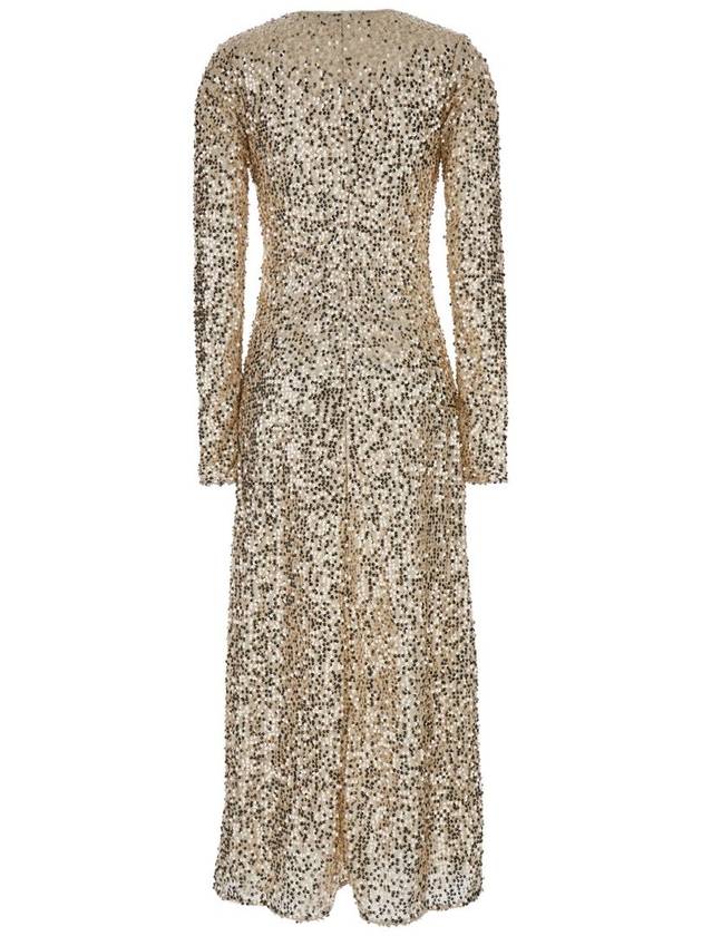 Gold Long Dress With Sequins In Techno Fabric Woman - ROTATE - BALAAN 1