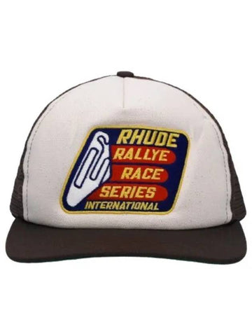 Race Series Washed Trucker Ball Cap Brown Vintage White RHPF23HA110096721672 Hat - RHUDE - BALAAN 1