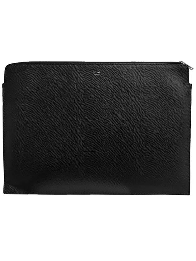 Document Leather Large Clutch Bag Black - CELINE - BALAAN 3