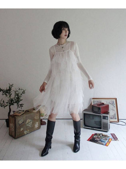 Airy Tulle Lace Dress for Layering WHITE Women s Long One Piece - RUBATI - BALAAN 2