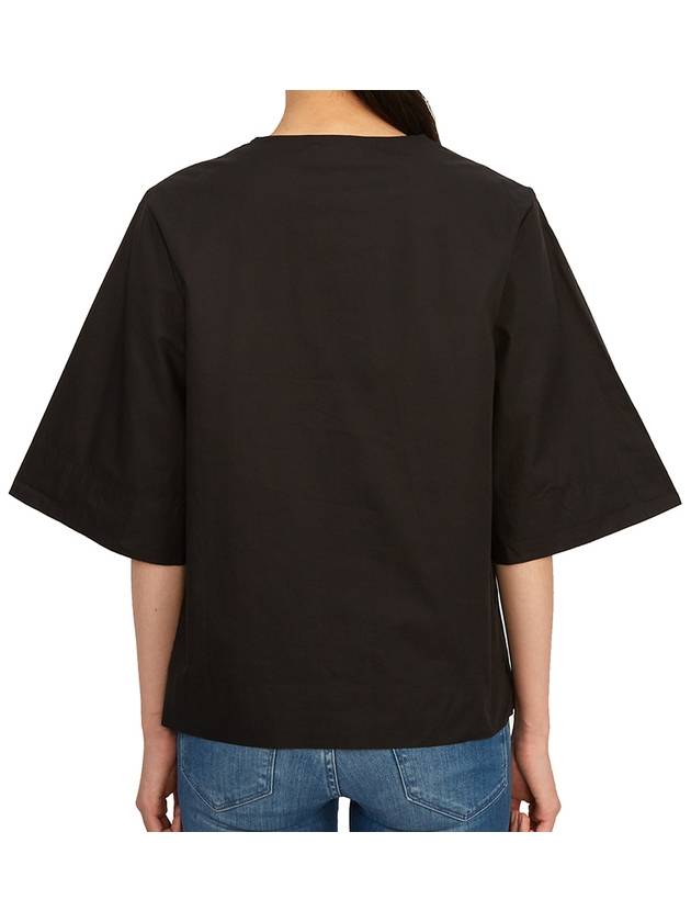 Cut-out Poplin Cotton Blouse Black - GANNI - BALAAN 5