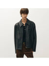 Leather Aging Coach Jacket Black - NOIRER - BALAAN 2