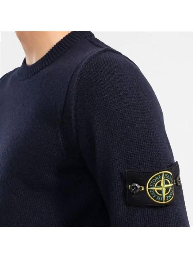 Wappen Patch Crew Neck Wool Knit Top Navy - STONE ISLAND - BALAAN 6