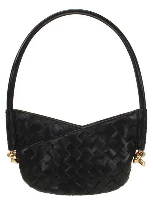 Solstice Intrecciato Mini Leather Shoulder Bag Black - BOTTEGA VENETA - BALAAN 4