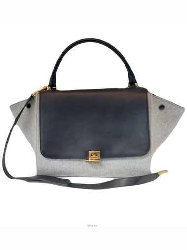 Trapeze Medium Black Gray Shoulder Bag - CELINE - BALAAN 1