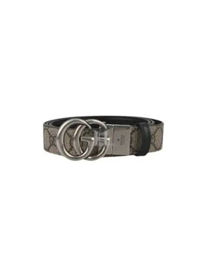 GG Marmont Silver Reversible Thin Belt Beige - GUCCI - BALAAN 2