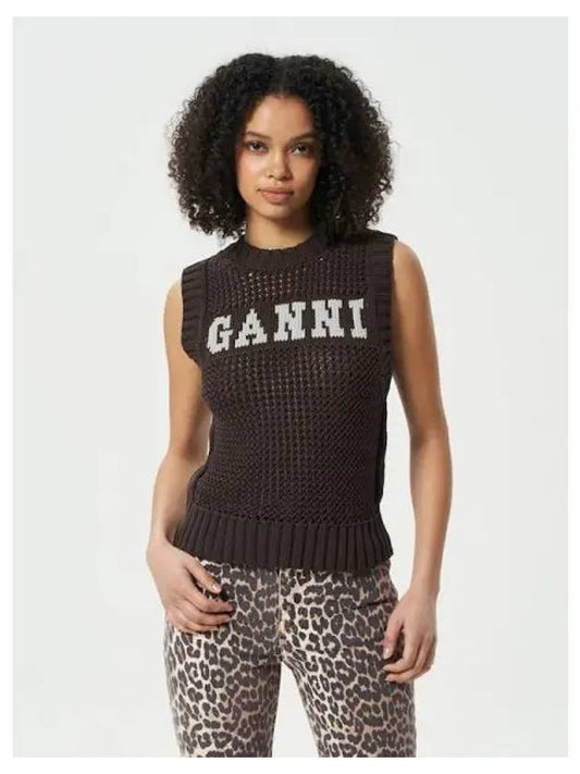 Cotton Rope Vest Brown Domestic Product - GANNI - BALAAN 1