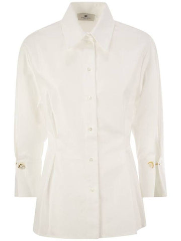 Chevron poplin shirt with darts - ELISABETTA FRANCHI - BALAAN 1