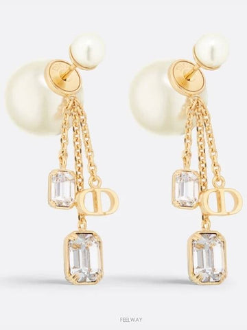 Dior Tribales Earrings Gold Finish Metal White Le - DIOR - BALAAN 1