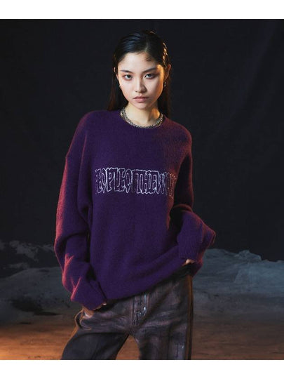 Alpaca Blend Logo Knit Top Purple - PEOPLE OF THE WORLD - BALAAN 2