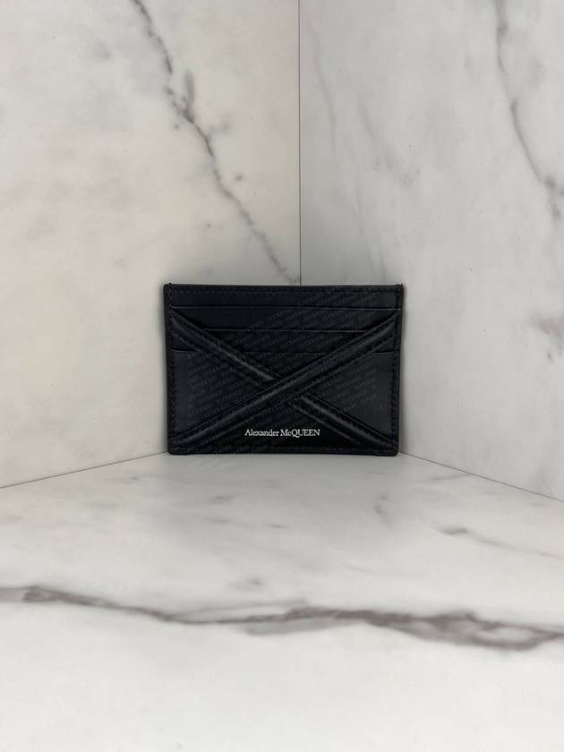 Harness Logo Print Calfskin Card Wallet Black - ALEXANDER MCQUEEN - BALAAN 6