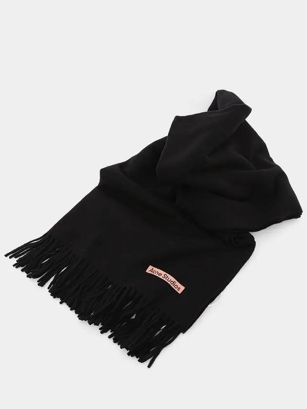 Logo Wool Fringe Scarf Black - ACNE STUDIOS - BALAAN 3