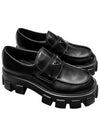 Monolith Brushed Leather Loafers Black - PRADA - BALAAN.