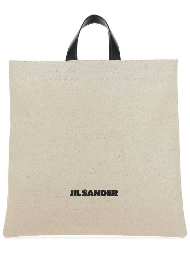 Logo Square Flat Cotton Tote Bag Beige - JIL SANDER - BALAAN 2