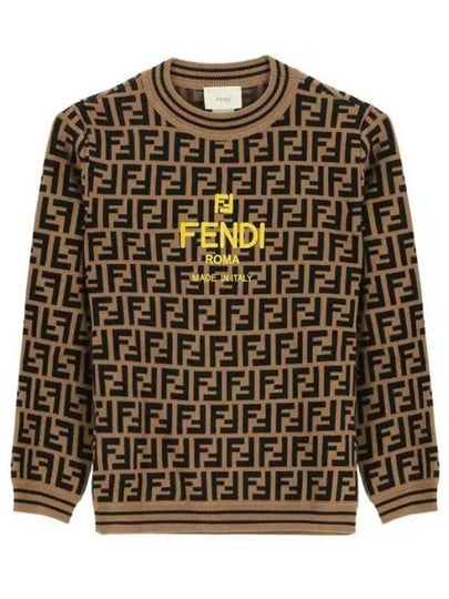 Kids FF Pullover Knit Top Brown - FENDI - BALAAN 2