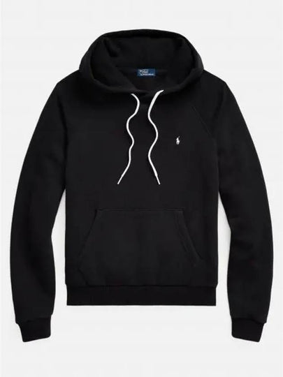 Embroidered Logo Cotton Blend Jersey Hoodie Black - POLO RALPH LAUREN - BALAAN 2