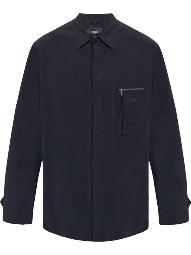 Nylon Long Sleeve Shirt Blue - FENDI - BALAAN 2