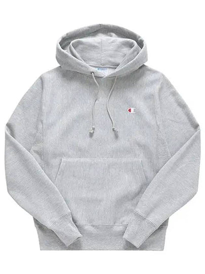 Reverse Weave Embroidered Logo Hoodie Grey - CHAMPION - BALAAN 2