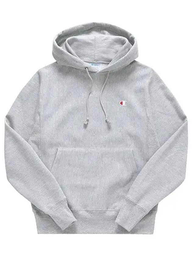 Reverse Weave Embroidered Logo Hoodie Grey - CHAMPION - BALAAN 3