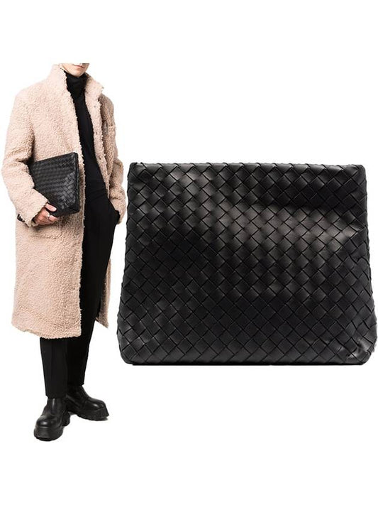 Intrecciato Document Clutch Bag Black - BOTTEGA VENETA - BALAAN 2