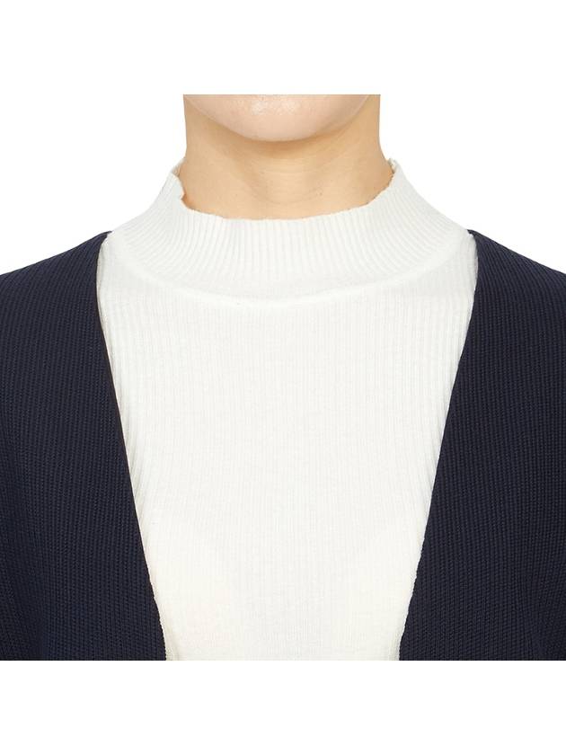 Cricket Stripe Lightweight Textured Cotton V-Neck Cardigan Navy - THOM BROWNE - BALAAN 9